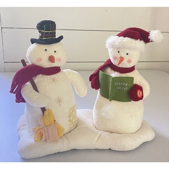 Hallmark Jingle Pals Mr Ms Snowman Animated Singing Caroling Plush 2003 Works! - Picture 1 of 7